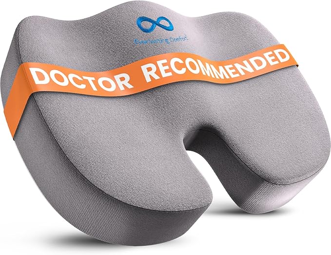 Everlasting Comfort Doctor Recommended Memory Foam Seat Cushions for Office Chairs - HSA FSA Eligible Tailbone Pain Relief Cushion, Sciatica & Back Support, Office Chair Cushion & Car Seat Cushion