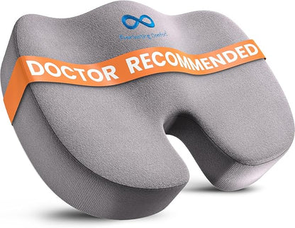 Everlasting Comfort Doctor Recommended Memory Foam Seat Cushions for Office Chairs - HSA FSA Eligible Tailbone Pain Relief Cushion, Sciatica & Back Support, Office Chair Cushion & Car Seat Cushion