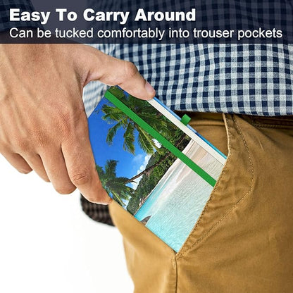 Small Notebook, Mini Pocket Journal A6 5.7" x 3.9", Leather Hardcover Journal with Pen Holder, 160 Thick Papers, Cute Lined Notebook Small Notepad for Women Writing Work Travel, Coconut Trees