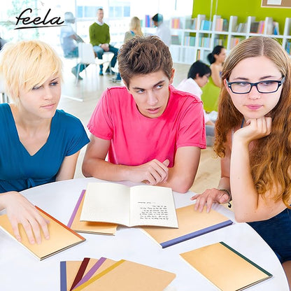 feela 16 Pack Composition Notebooks Bulk, Kraft Cover Lined Blank College Ruled Composition Travel Journals with Jewel Tone Spines For Women Students, 60 Pages, 8.3”x 5.5”, A5, 8 Vintage Colors