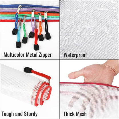EOOUT 32pcs Mesh Zipper Pouch Bags, Mesh Bags with Zipper, Zipper Pouch for Organizing, Letter Size, A4 Size, for Office Supplies, Puzzles