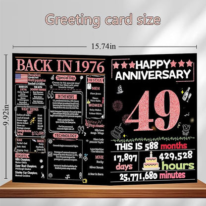 Joycard 49th Anniversary Card for Women, Wedding Card for Wife, Sweet Marriage Decorations Gifts for Couple, Perfect for Her on Anniversary Day, Back in 1976