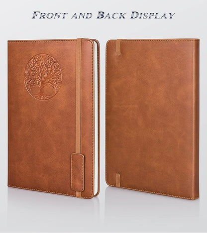 Lined Journal Notebook for Women Men,256 Pages A5 Hardcover Leather Journals for Writing,Travel,Business,Work & School,College Ruled Notebooks for Note Taking,Diary Notepad 5.7"×8.3"(Brown)