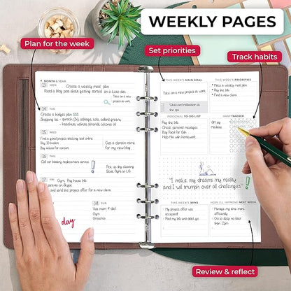 Clever Fox Weekly Planner Binder – Goal Setting Planner for Time Management & Weekly Tasks – Work & Life Organizer with to Do List & Habit Tracker – Undated, 7″ x 9″ Hardcover (Dark Terracotta)