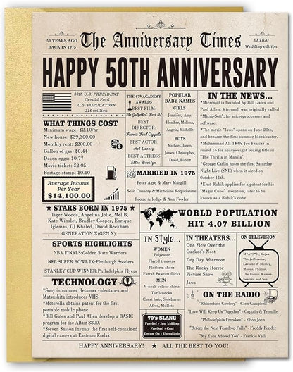 Jumbo 50th Anniversary Card for Women Men, Funny 50th Wedding Anniversary Decorations for Mom Dad, Romantic 50 Year Anniversary Card Gift for Wife Husband, Golden Wedding Gift