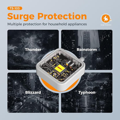 Ultra Thin Flat Extension Cord 5 FT, TESSAN Slim Power Strip with USB Ports (1 USB C), Surge Protector Flat Plug Wall Charger with 3 Outlets for Office, School, Dorm Room Essentials