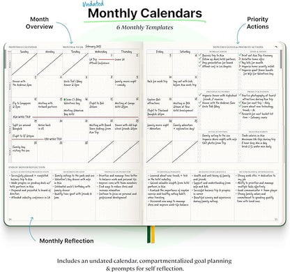 Roterunner Softcover Purpose Planner Notebook B5 7.5 x 9.8 Undated Daily Planner 2024-2025 Daily Weekly and Monthly Productivity Planner Life Planner ADHD Planner for Adults Self Care Journal