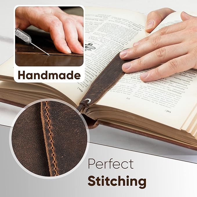 Leather Bookmark Handmade - Genuine Leather Book Marks - Perfect Bookmark for Men Women and Kids | Great Idea for Leather Gifts for Bookworms Writers Relatives and Friends (1 Bookmark)