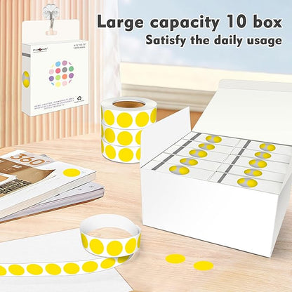 PARLAIM 3/4 Inch Roll Color Coding Labels,10000 per 10Rolls Round Permanent Adhesive Color Coding Circle Dot Stickers for Office Home (Yellow)