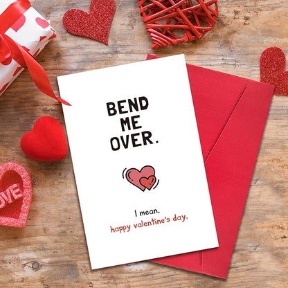 Funny Valentines Day Card for Him Her, Naughty Valentines Cards Gifts for Husband Boyfriend Men, Bend Me Over Happy Valentine’s Day Cards Gifts