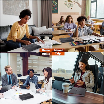 2 PCS Expanding File Folder A4,13 Pockets File Organiser with Colored Tags, Paperwork A4 Plastic Wallet Document Storage Expander for School,Office and Home, Black(Color), 2