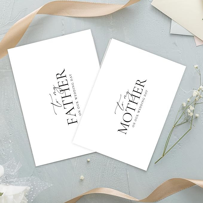 LADY&HOME Set of 2 Wedding Day Cards to Father and Mother,To My Father and Mother on My Wedding Day Card (A1:Father & Mother)