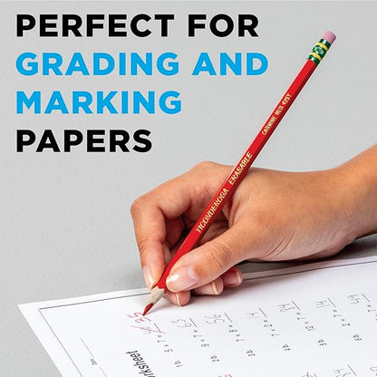 Ticonderoga® Erasable Checking Pencils, Presharpened, Carmine Red, Pack Of 12