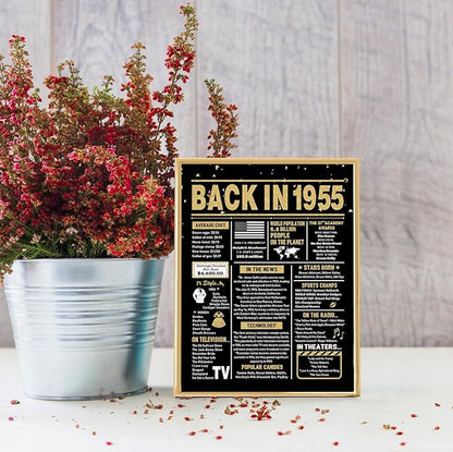 70th Birthday Card, 70th Birthday Decorations for Women Men, 70th Birthday Gifts for Mom Dad, Back in 1955 Birthday Card, Black Gold