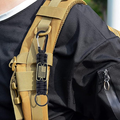 2 Pcs Heavy Duty Braided Paracord Lanyard Keychain with USA Flag, Parachute Rope Necklace Keychains, Braided Strong Lanyard with Metal HK Clip Key Ring for Outdoor Activities, Camera, Traveling