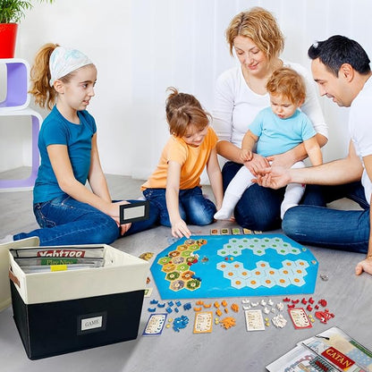 Board Game Storage, Board Game Organizer with 12pcs Zipper Bags and Writable Stickers, Board Game Organizers Storage with Lid for Office Supplies, Puzzles, Video Game, Craft Product