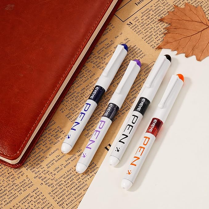 EYEYE Fountain Pens for Writing, 8 Pack Assorted Colors Fine Point Disposable Fountain Pens Stainless Steel Nib, Smooth Writing for Calligraphy, Journaling, Drafting, Sketching, Doodling & Gifts