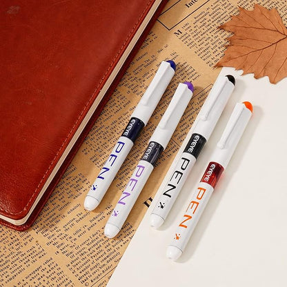 EYEYE Fountain Pens for Writing, 8 Pack Assorted Colors Fine Point Disposable Fountain Pens Stainless Steel Nib, Smooth Writing for Calligraphy, Journaling, Drafting, Sketching, Doodling & Gifts