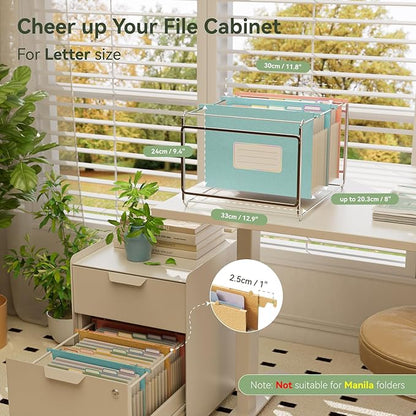 Wheat Straw Expanding Hanging File Folders, 3 Color File Organizer, 1.2" Accordion Pockets, Large Capacity, Letter Size for Filing Cabinet, 100% BPA Free, Return to Nature, Healthy Living