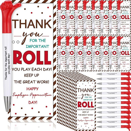 24 Sets Employee Appreciation Gifts Bulk Include Thumbs up Ballpoint Pens Thank You Card with Tie Thank You Gifts for Staff Coworkers Teachers Teem Volunteers Nurse