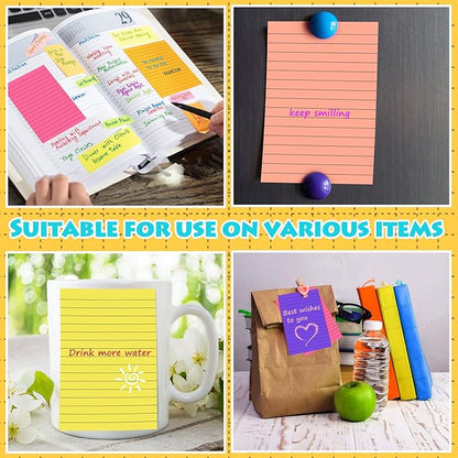 Yexiya 64 Pcs Lined Sticky Notes Self Stick Notes with Lines Bright Assorted Colors Sticky Notes for Home Office Products Post Memos, 1920 Sheets(4 x 6 Inch,Classic Color)