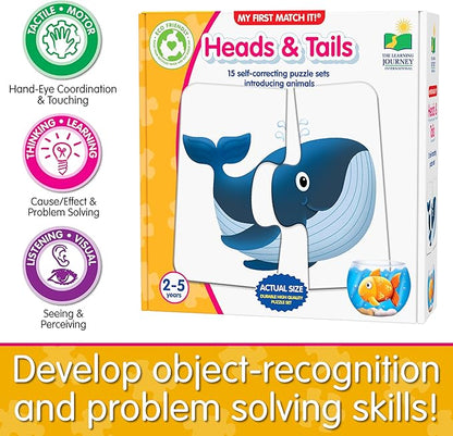 The Learning Journey: My First Match It! - Head and Tails - 15 Self-Correcting Animal Memory Matching Puzzles Games - Educational Activities for Learning - Preschoolers Age 2-5 - Award Winning Toys