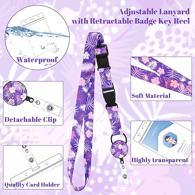 3 Pack Cruise Lanyards for Cruise Ship Cards with Retractable Badge Reel, 6 Pack Waterproof ID Badge Holder and 3 Pack Phone Tether Tab for All Cruises Key Cards