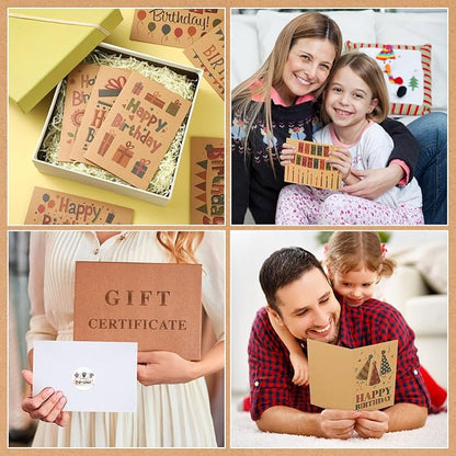 Harloon 200 Pack Happy Birthday Card Assorted Bulk with Blank Envelopes and Stickers 4 x 6 Inches Greeting Blank Happy Birthday Cards for Men Women Adults Kids, 20 Styles(Kraft Style)