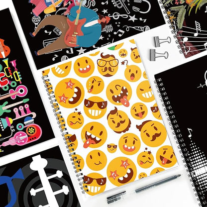 MAXCURY Blank Sheet Music Composition Manuscript Staff Paper Art Music Notebook Black 100 Pages 26x19cm (FunnyEmojis/White)