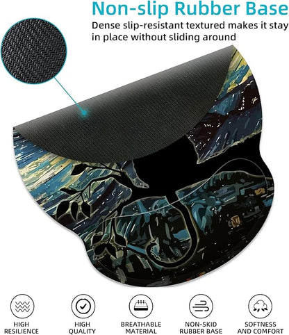 Ergonomic Mouse Pad with Wrist Support,Aesthetic Black Cat Mouse Pad with Wrist Rest,Relieve Wrist Pain Mousepad Non-Slip Rubber Base,Cute Mouse Pads for Desk,Computers,Laptop,Office,Accessories