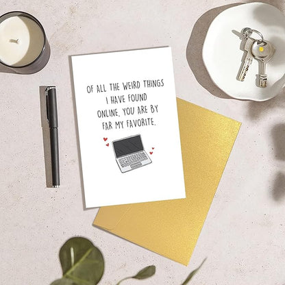 Funny Online Dating Love Card, Internet Dating Anniversary Card, Valentines Day Card for Him Her, 1 Year Anniversary Card for Online Lover