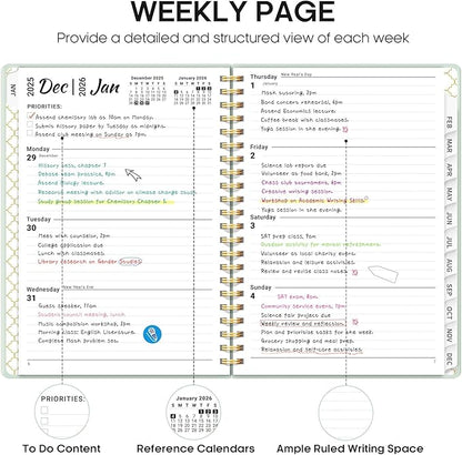 2026 Planner, Weekly and Monthly Calendar Planner, January 2026 - December 2026, Hardcover 2026 Calendar Planner Book with Tabs For Women & Men, Inner Pocket, Spiral Bound, Perfect for Office Home School Supplies - A4 (8.5" x 11"), Mint