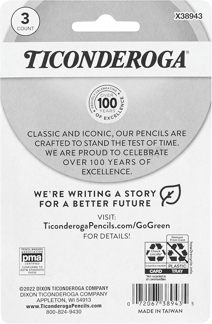 Ticonderoga Wedge Erasers, Pink, 3 Count