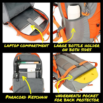 Reflective Motorcycle Backpack Lightweight, Water Resistant Casual Daypack with Laptop Pocket for Safe Commuter, Biking, and Daily Use. 35L Sport bookbag to Avoid Accidents (orange backpack)