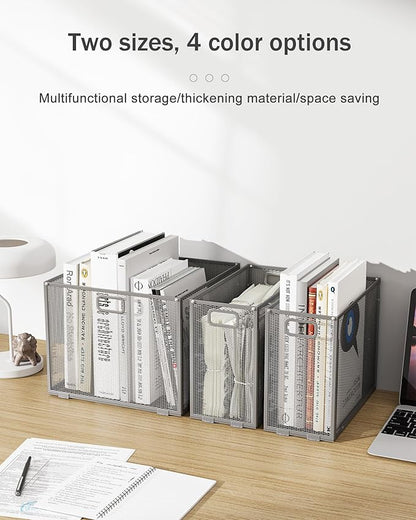 Oterri Hanging File Organizer, Metal File Organizer, Portable Desktop File Organizer for Letter Size Folder, Mesh Hanging File Crate for Office,Folders Not Included(Light Grey,1 Pack)