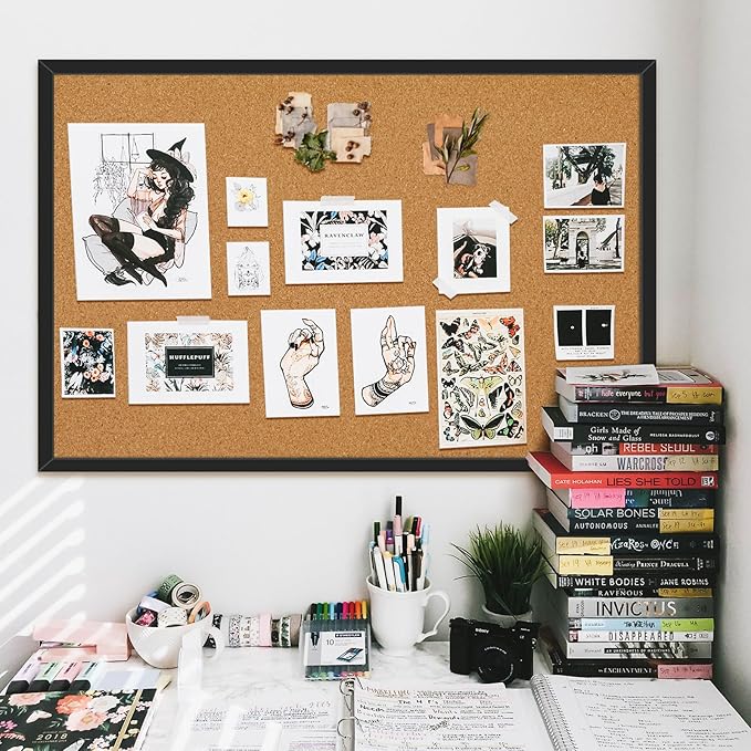 Miratino Large Bulletin Board, 36 "x 24" Cork Boards for Walls with Black Frame, Pin Display Board Vision Board for Home School Office Decor…