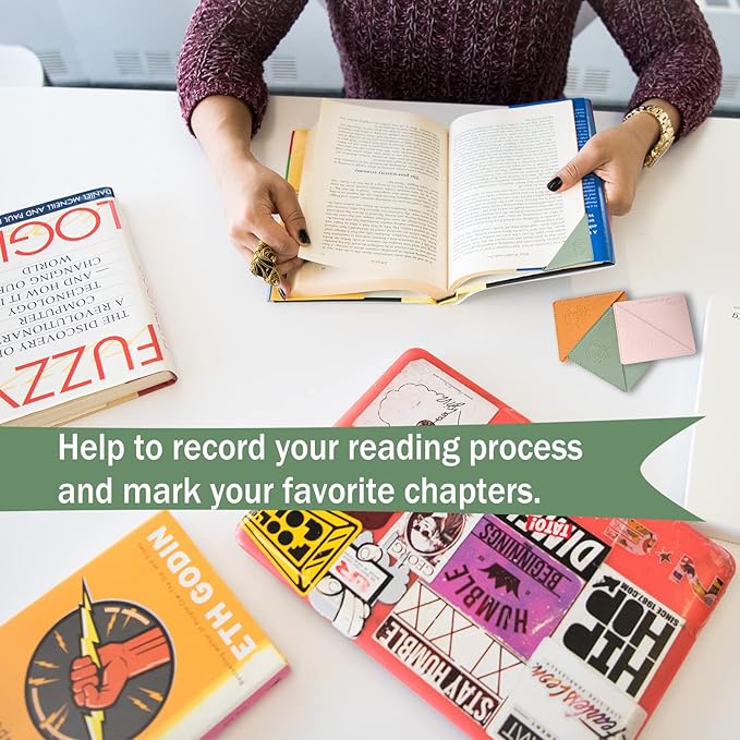 Leather Square Bookmarks - 3 Pieces Retro Flower Print Book Markers Clip Set for Teachers Students Book Reading Lovers, for School Office Home Supplies, Wayzton Corner Page Book Marks