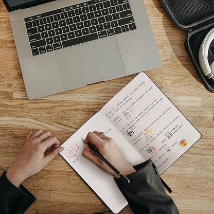 Comix 6 Pack Lined Journal Notebooks for Work, 240 Pages, 5.5"x8.3", Black, Hardcover, A5 Medium College Ruled, Journaling Notebooks for Notes-Taking, Fits for Office School Home