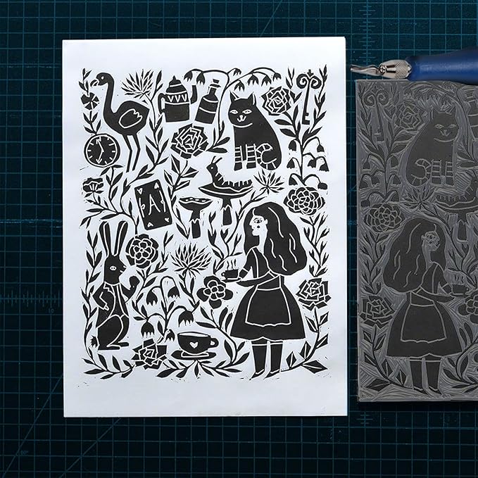 Falling in Art Soft Linoleum Carving Block, Linocut Block for Printmaking, 6 Inches by 6 Inches, Gray, 2-Pack