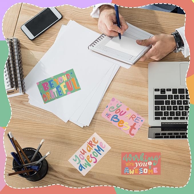 Yeaqee 240 Pcs Employee Appreciation Kudos Cards Funny Blank Back Motivational Card Encouragement Thank You Note Recognition Card for Teacher College Affirmation Gift(Colorful)