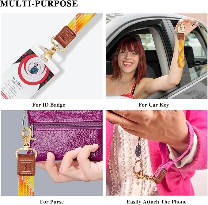 Fishent Stretchy Wristlet Keychain,Braided Cute Wrist Lanyards for Keys, Key Chain Holder for Women Men, Wrist Strap Keychain for Car Keys Phone Camera Wallet ID Badges Card (Gradient Orange)