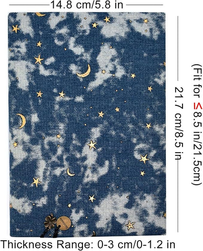 BLBMH A5 Book Covers for Paperbacks Adjustable Fabric Book Sleeve Cover Protector Fit for 5.5x8.5 inch Hardcover Softcover Book Novels Notebook Bible - BC57 Denim