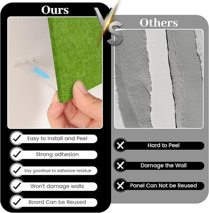 Large Cork Board for Walls Green Felt Board Alternative -Felt Bulletin Board Tiles for Office Wall Decor,corkboard,Push pin Board Wall Organizer for Office -12Pack (Green)