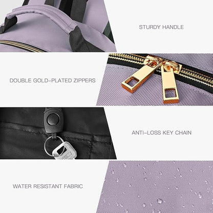 Travel Laptop Backpack for women, Work Backpack Woman with USB Charging Port, Water Resistant College Backpack, Stylish Quilted Girls Backpack Casual Daypack for 15.6 Inch Laptop, Purple