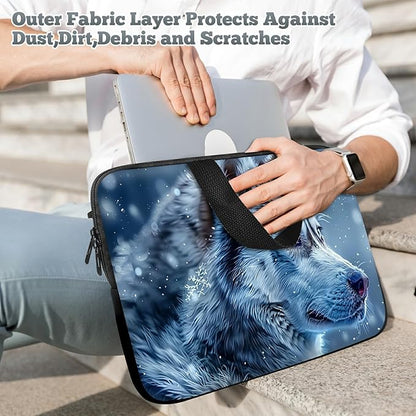 Universal Tablet Laptop Sleeve Case 10 inch, Blue Eye Wolf Slim Carrying Case Durable Handbag Travel Laptop Bag for 7 to 10-inch Laptops/Notebook/Kids Tablet/ipad/eBook Readers