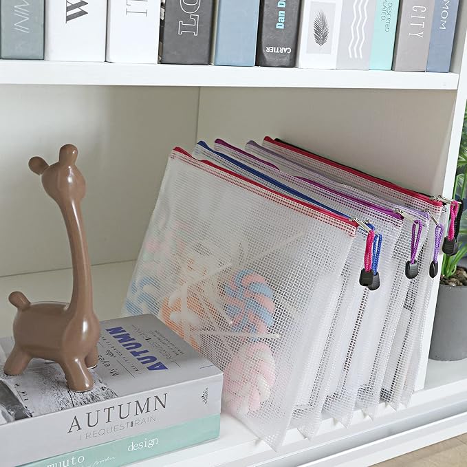 EOOUT 32pcs Mesh Zipper Pouch Bags, Mesh Bags with Zipper, Zipper Pouch for Organizing, Letter Size, A4 Size, for Office Supplies, Puzzles