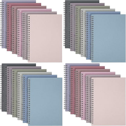 Fuutreo 24 Pcs Spiral Notebook for Work A5 8.3 x 5.7 Inch College Ruled Spiral Journal Notebook Kraft Cover, 12 Color, 60 Sheets, 120 Pages for Office School Supplies(Taro Color)