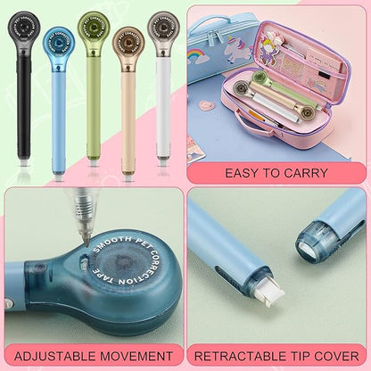 Gersoniel 10 Pack Correction Tape Pen Correctional Ink Tape Push Pull Protective, Easy to Use Applicator for School Office Supplies, 0.2 x 236 Inch(Natural Color)