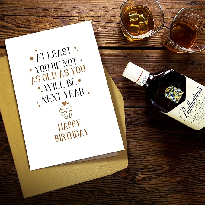 Supoeguk Funny Joke Birthday Card for Friends, Snarky Birthday Card for Him Her, Hilarious Getting Older Birthday Card