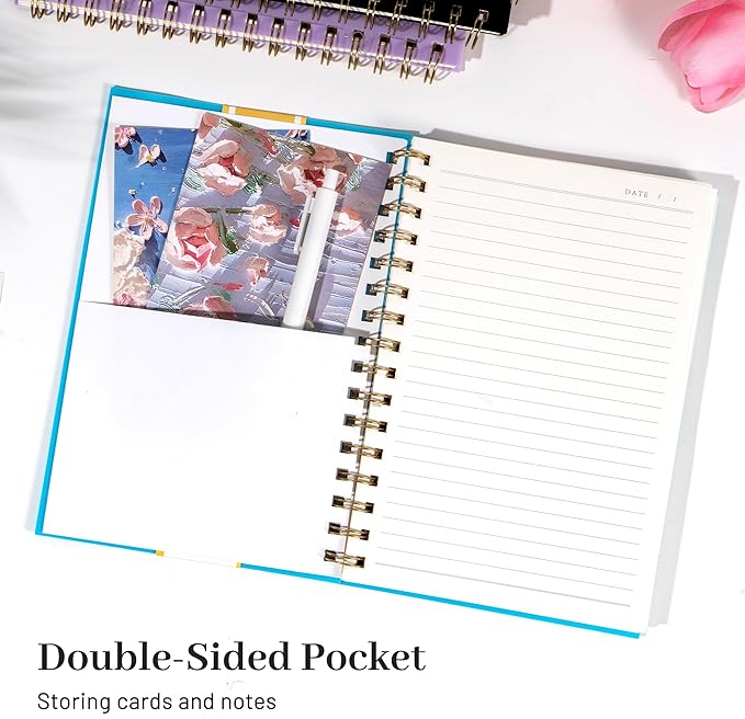 Yoment Spiral Notebook College Ruled A5 Spiral Bound Journal 160 Pages Thick Paper Plastic Hardcover Spiral Notebook 5x7 Wire Bound Notebooks for Note Taking School Office Supplies, Teal